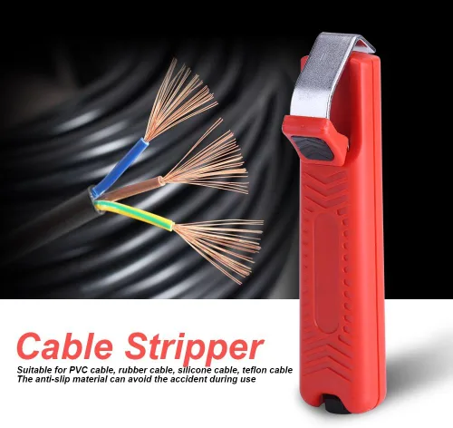 Vista 4 de Herramienta de pelado de cables, profundidad de corte ajustable, pelacables duros, mini cuchillo rojo, cortador de alicates, herramienta