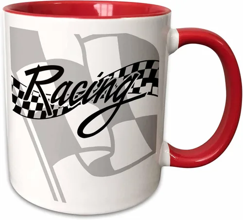 Vista 11 de 3dRose Taza de café, tamaño – 15 oz – Bandera de carreras a cuadros en blanco y negro PS Creations – divertido regalo de taza de café