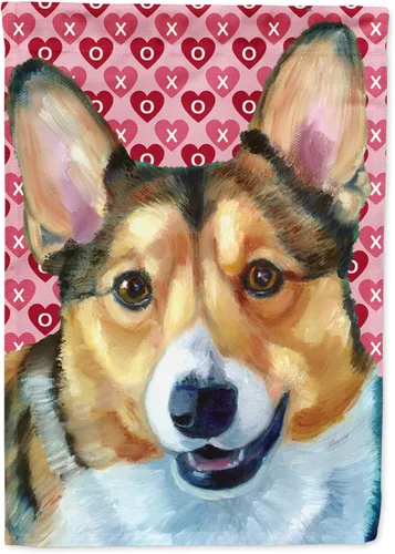 Vista 193 de Caroline's Treasures SS4484GF Bandera de jardín con diseño de bulldog inglés y corazones para el Día de San Valentín, bandera decorativa para patio