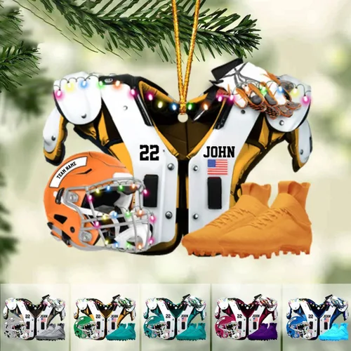 Vista 16 de Adorno de Navidad de fútbol americano personalizado, adorno de fútbol americano, adornos de Navidad de fútbol americano personalizados, adornos