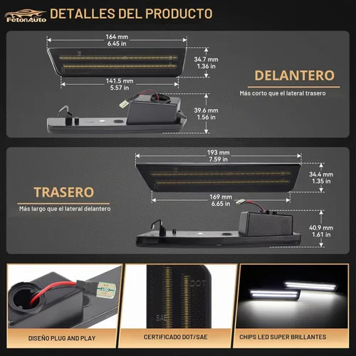 Vista 3 de Luces LED blancas de marcador lateral para Dodge Challenger 2008 2009 2010 2011 2012 2013 2014 luces reflectoras de señal de parachoques delantero