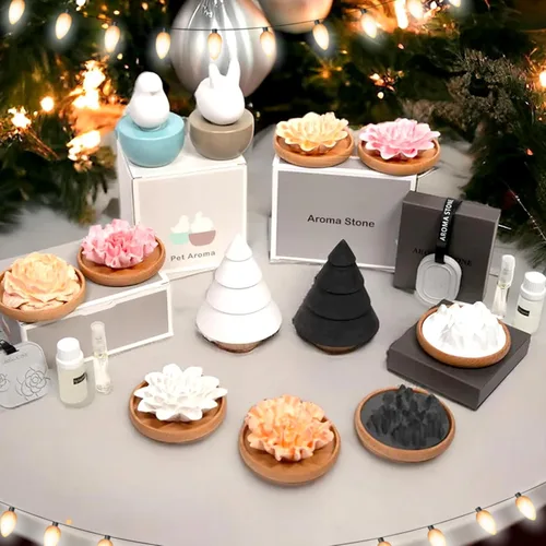 Vista 7 de SINT Piedra aromática de diatomita, difusores de cerámica no eléctricos y fragancia de aromaterapia, difusores de cerámica blanca para decoración