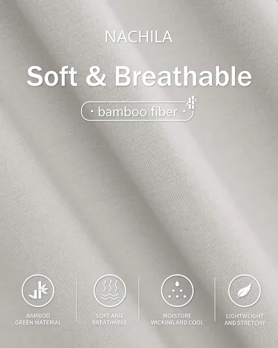 Vista 5 de NACHILA Camisones para mujer, viscosa hecha de bambú, sin mangas, camisón suave, camisón de satén con cuello en V