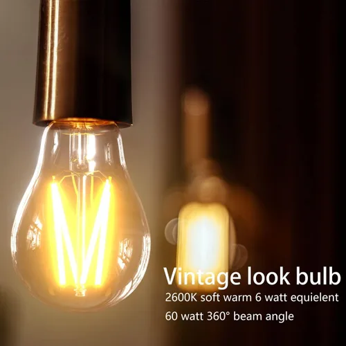 Vista 4 de Bombilla LED E26, bombilla LED A15 regulable de 6 W = 60 W, blanco cálido de 2700 K, bombilla LED Edison E26 de base media para ventilador de techo