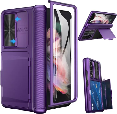 Vista 9 de Viaotaily Funda para Galaxy Z Fold 3 con Soporte para Bolígrafo, Funda Fold 3 con Protección de Bisagra y Protector de Pantalla, Funda con Soporte