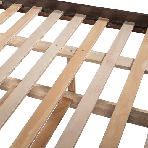 Vista 6 de Merax Litera con nido, marco de cama de madera matrimonial sobre matrimonial, no necesita somier para niños, niños o niñas, color espresso