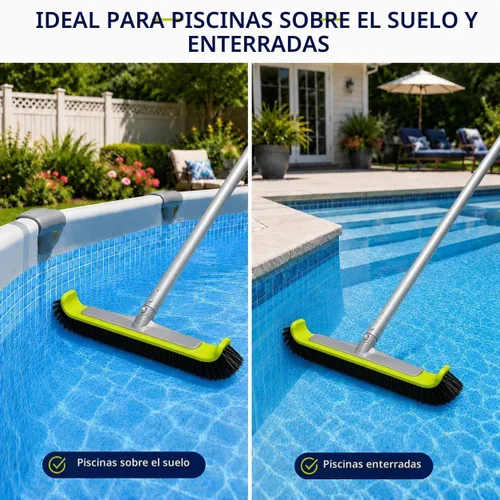 Vista 8 de Cabezal de cepillo de piscina para limpieza de paredes, cepillos de limpieza resistentes para piscinas enterradas/desmontables con cerdas fuertes