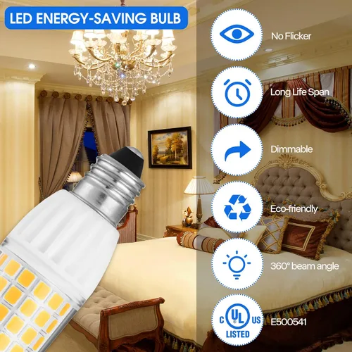 Vista 5 de Bombilla LED JD T4 de 5 W regulable – Mini candelabro – Base E11 equivalente a 50 vatios de certificación UL para techos de cocina, ventiladores