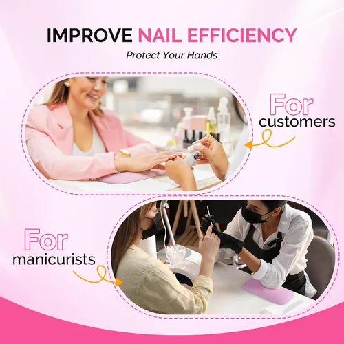 Vista 6 de MelodySusie Reposabrazos para uñas, cojín de cuero sintético suave, reposamanos portátil para arte de uñas de gel acrílico, fácil de limpiar