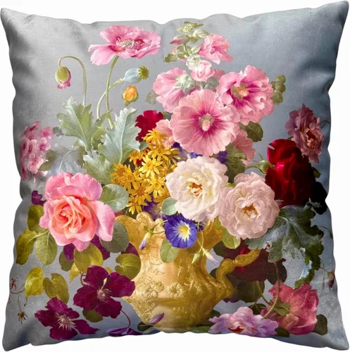 Vista 16 de Funda de cojín floral ligera de lujo, 18 x 18 pulgadas, pintura al óleo retro victoriana de doble cara, fondo negro, flor vibrante, funda de cojín