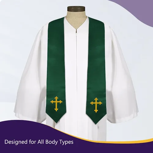 Vista 3 de Estola de coro con bordado de cruz para iglesia, ideal para disfraz, 60 pulgadas