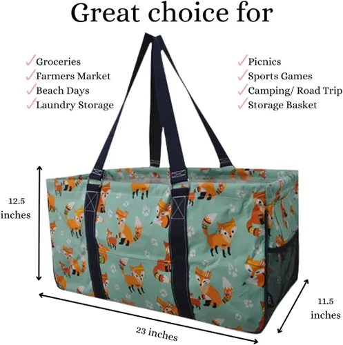 Vista 116 de NGIL Bolsa de comestibles reutilizable extra grande plegable de gran tamaño para comestibles, almacenamiento, picnic, playa, Estampado