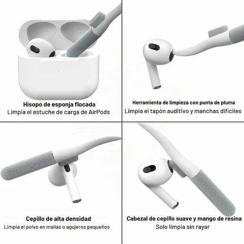 Vista 6 de Funda de protección contra caídas para AirPods Pro 2 con kit de limpieza B-Negro