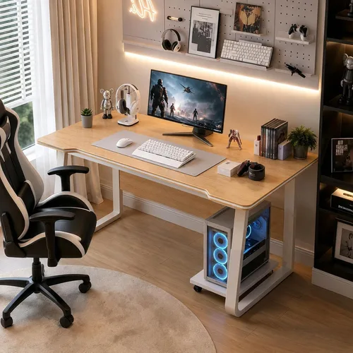 Vista 7 de Escritorio para videojuegos, mesa de escritura para computadora, estilo simple, de madera, portátil, adecuado para el hogar, la oficina