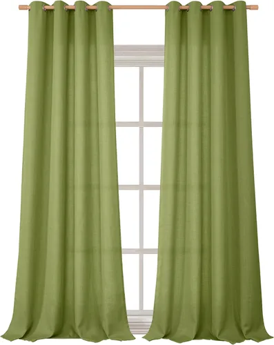Vista 26 de BGment Cortinas de Lino Beige de 63 Pulgadas de Largo 2 Paneles - Tratamientos para Ventanas con Textura de Arpillera Filtrantes de Luz Cortinas