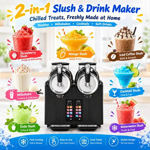 Vista 3 de Máquina de granizado de doble tanque para el hogar, fabricante de helado