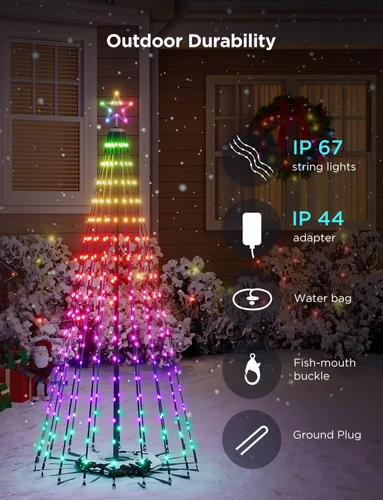 Vista 4 de Govee - Luces de árbol de Navidad, 6.1 pies, 316 LED RGBIC luz para árbol de Navidad