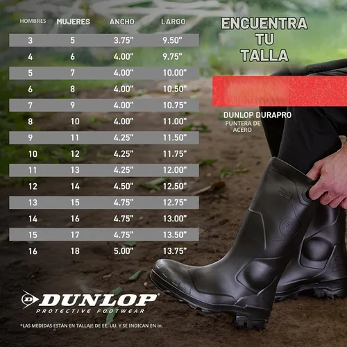 Vista 2 de Dunlop 8908603 Durapro - Botas con puntera de acero de seguridad, material de PVC de polimezcla 100% impermeable, cómodas plantillas energizantes