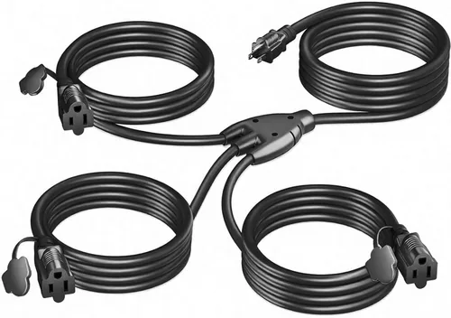 Vista 12 de K KASONIC - Cable de extensión de luces navideñas para exteriores de 46 pies con múltiples tomas, cable eléctrico resistente con certificación ETL