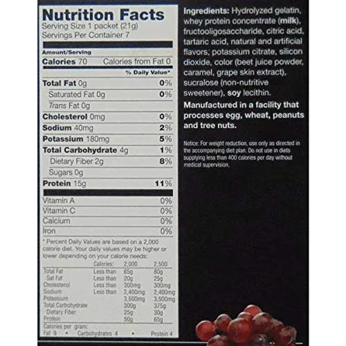 Vista 2 de Mezcla de bebida de uva de arándano - para perder peso y cualquier dieta - 0.53 oz de proteína - 70 calorías - 7 paquetes por caja - por Proti Fit