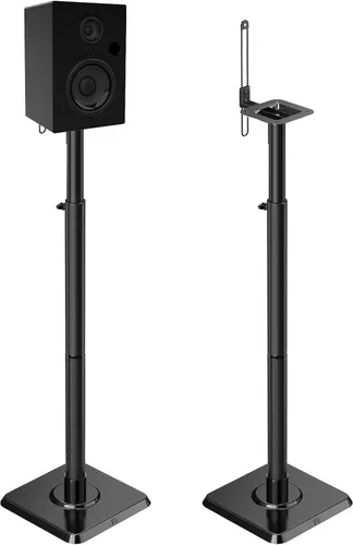 Vista 9 de Mounting Dream Par de soportes para altavoces, máximo 39 pulgadas de altura ajustable, base resistente, capacidad de 11 libras cada uno, juego de 2