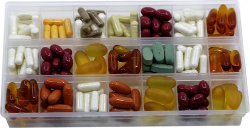 Vista 2 de Organizador de pastillas, recordatorio de medicamentos con tapas, 7 días, a. m./p. m. de Inspirations, 6038, 1