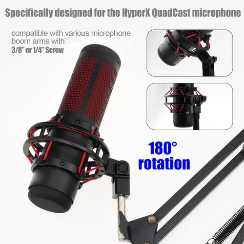 Vista 4 de Adaptador de montaje de micrófono para Hyperx Quadcast con adaptador de tornillo de 3/8" o 1/4" y tuerca, funciona con soporte de micrófono HyperX