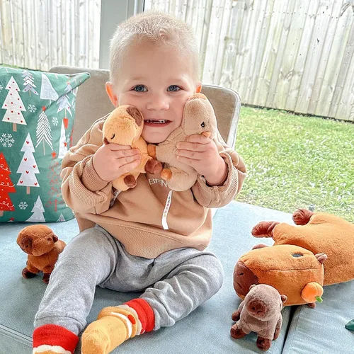 Vista 7 de OUOZZZ Capybara - Juguete de peluche grande 5 en 1 con 4 bebés extraíbles en el interior, regalo único para niñas y niños, regalo ideal de Capibara