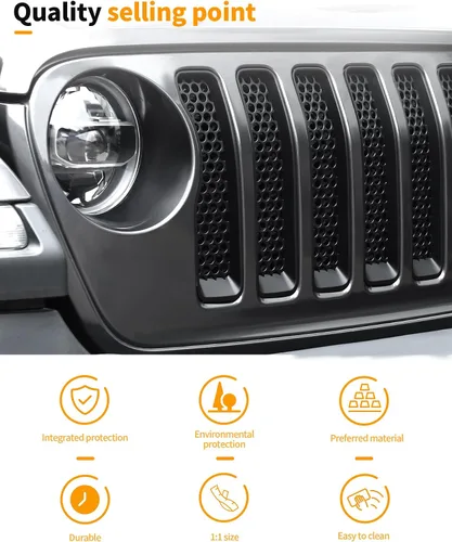 Vista 5 de Hoolcar Insertos de Parrilla de Malla Frontal para Jeep Wrangler JL y Gladiator JT Sport/Sport S/Willys/Rubicon 2018-2020 Accesorios Exteriores