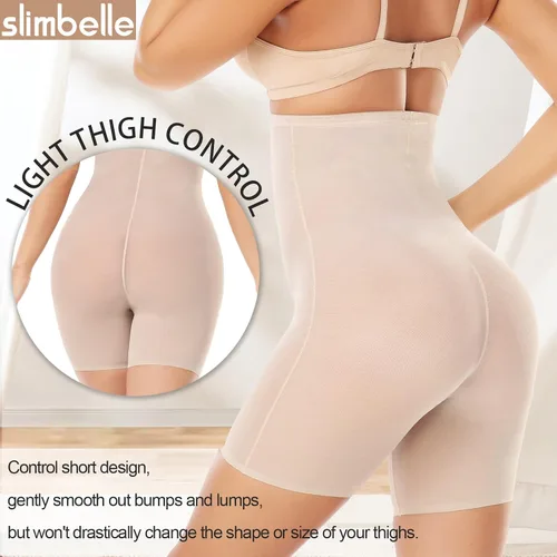 Vista 3 de SLIMBELLE Pantalones cortos moldeadores para mujer, control de abdomen, sin costuras, moldeadores de cuerpo cortos de cintura alta para adelgazar