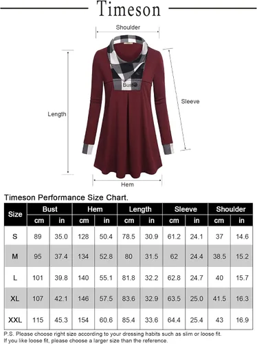 Vista 6 de Timeson - Sudadera tipo túnica de manga larga con solapa y botones para mujer
