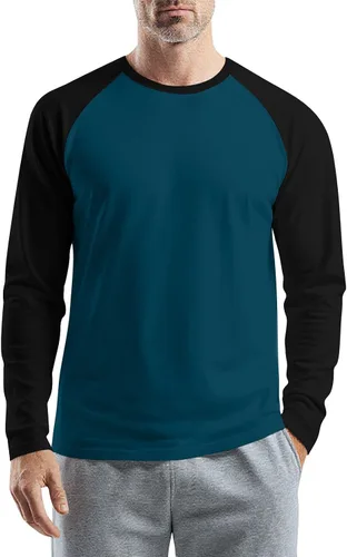 Vista 5 de Camisas de manga larga para hombre, camiseta casual de cuello redondo, suave, elástica, M-3XL