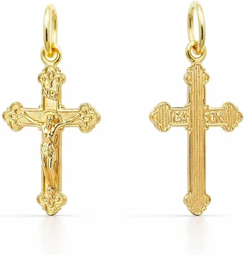 Vista 5 de Colgante de crucifijo de oro – 10 quilates de oro macizo – Colgante de cruz – Joyería de cruz religiosa Pequeño