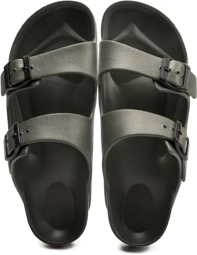Vista 7 de FUNKYMONKEY - Sandalias bajas cómodas para mujer, hechas de etilvinilacetato, ajustables con hebilla doble