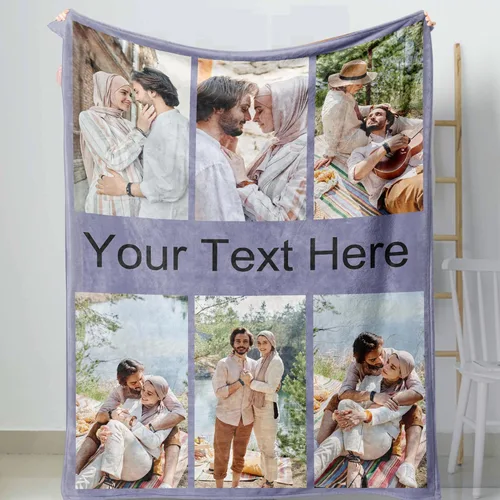 Vista 10 de D-Story Manta personalizada con foto, entrega al día siguiente, hecha en EUA, Manta de collage personalizada, haz una manta personalizada