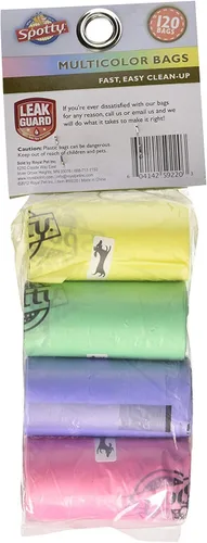 Vista 2 de Spotty Rollos de repuesto a prueba de fugas, fáciles de arrancar, bolsas desechables para excrementos de perro para recoger residuos, multicolor