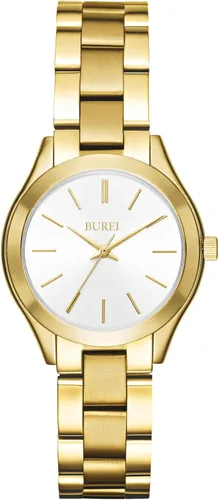 Vista 15 de BUREI Reloj de negocios para mujer con fecha de día, movimiento de cuarzo analógico, pulsera de acero inoxidable de oro plateado, reloj de moda