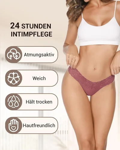 Vista 2 de Tangas para mujer, sin costuras, ropa interior de encaje, tangas de encaje invisibles para mujer, paquete de 6