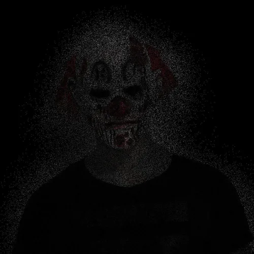 Vista 6 de longpo Máscara de payaso malvado de terror para Halloween, disfraz de zombi