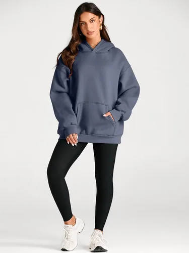 Vista 53 de Trendy Queen - Sudaderas extragrandes con capucha para mujer, suéteres de manga larga, sin botones, de vellón, de otoño, ropa de invierno