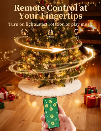 Vista 6 de HOPOCO - Soporte musical giratorio para árbol de Navidad con control remoto