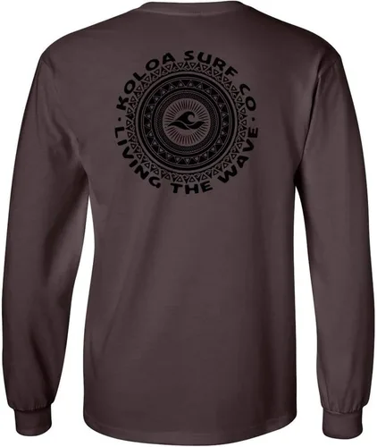 Vista 15 de Koloa Surf - Camiseta de algodón de manga larga con logotipo de círculo tribal para hombre, talla regular, grande y alta Azul acuático/logotipo