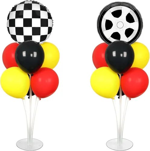 Vista 19 de Kit de soporte para globos de fiesta de fútbol 2 juegos con 2 globos de rugby de aluminio tipo bola, centro de mesa temático de fútbol para mesas