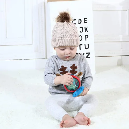 Vista 6 de Durio Conjunto de gorro y guantes de invierno para niños pequeños, sombreros de Papá Noel para niños, guantes de nieve cálidos y acogedores