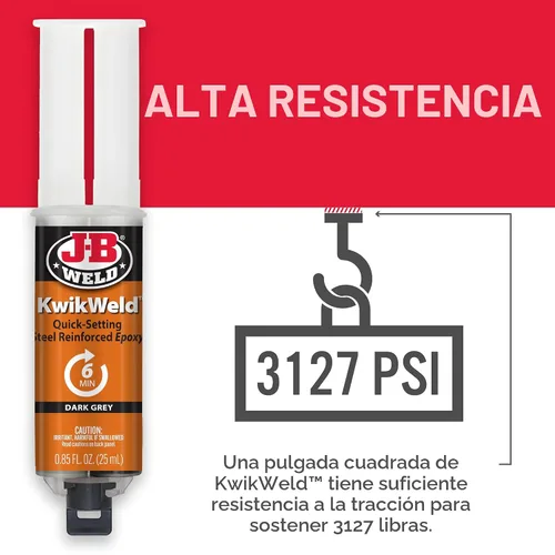 Vista 4 de J-B Weld 50176 KwikWeld jeringa epoxi reforzada con acero - Se seca en gris oscuro - 0.84 onzas líquidas, Negro