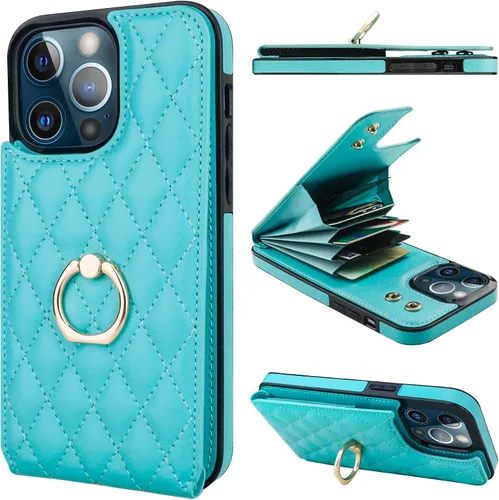 Vista 19 de Folosu Funda compatible con iPhone 13 Pro Max con soporte para tarjetas, rotación de 360°, soporte de anillo de dedo con función atril, protección