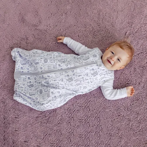 Vista 5 de Mama Cheetah Saco de dormir para bebé de 0.5 TOG, Manta portátil de algodón orgánico para bebé con cremallera bidireccional, Saco de dormir