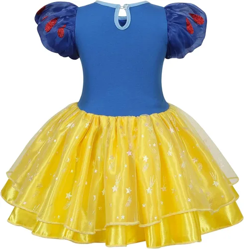 Vista 2 de Eledobby Disfraz de Frozen para niñas de bebé traje de princesa con diadema trajes de fiesta de cumpleaños de Navidad