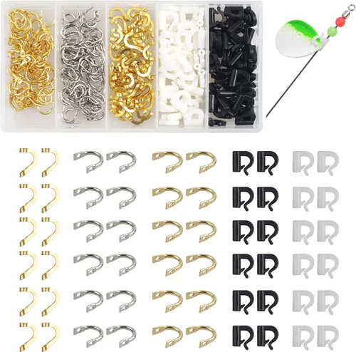 Vista 11 de Clevis de pesca Easy Spin Spinner Clevis, 120 piezas de eslabones de latón en forma de U, hoja giratoria para señuelo, cuchara de pesca, accesorios