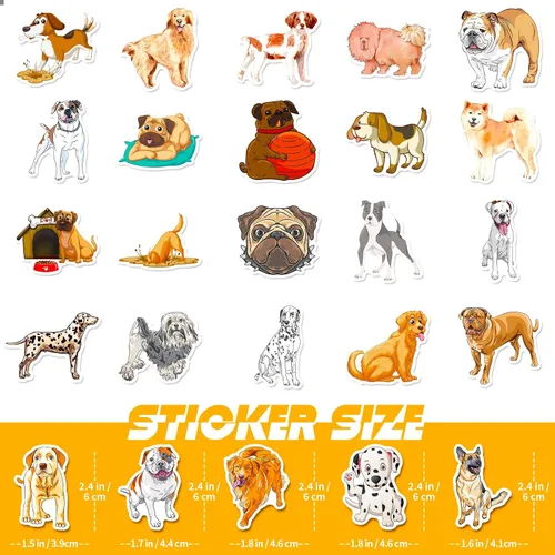 Vista 4 de The Dog Stickers 50 piezas de vinilo impermeable acuarela paquete de calcomanías de viaje para botella de agua, portátil, guitarra, patineta, coche